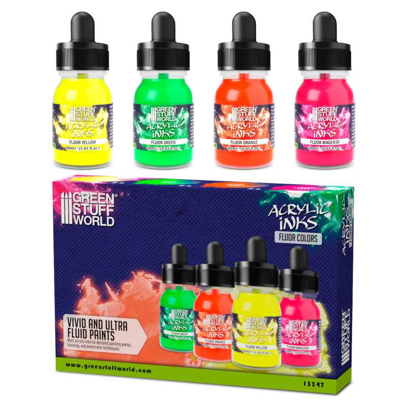 Acrylic Inks Set - Fluor (x4) | Fluorescent inks Acrylic Inks Set - Fluor (x4) | Fluorescent inks