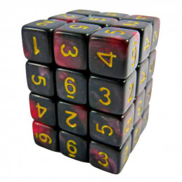 36x W6 12mm Spielwürfel - Rot Marmor