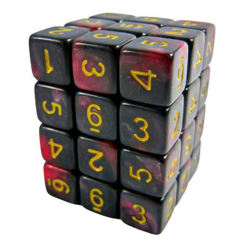 36x W6 12mm Spielwürfel - Rot Marmor 36x W6 12mm Spielwürfel - Rot Marmor