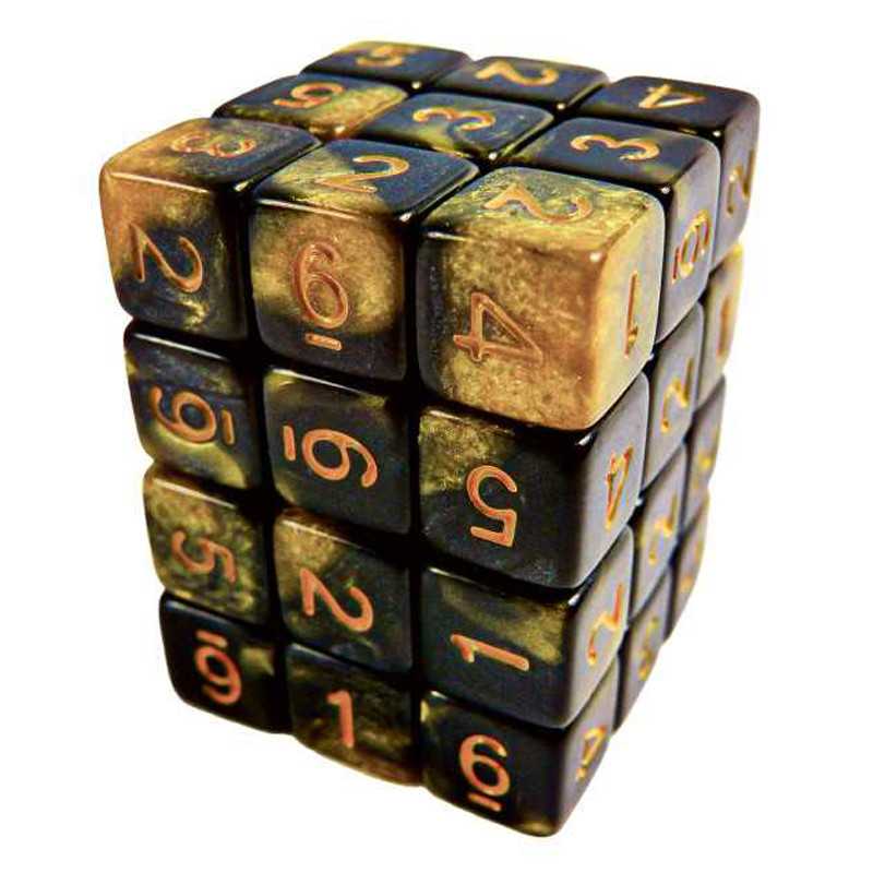 36x D6 12mm Dés de Jeu - Marbre Ambre
