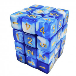 36x Dados D6 12mm - Azul Blanco