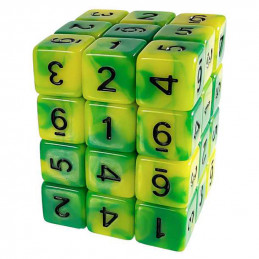 36x Dados D6 12mm - Lima Marmol