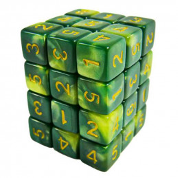 36x D6 12mm Dés de Jeu - Vert Marbre
