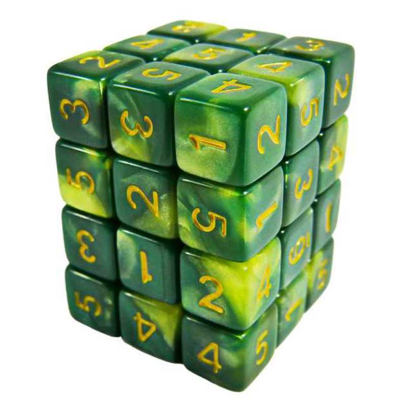 36x D6 12mm Dés de Jeu - Vert Marbre