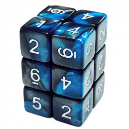 12x D6 16mm Dice - Blue Swirl