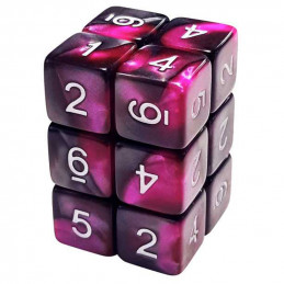 12x Dadi D6 16mm - Lilla Marmo