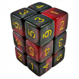 12x D6 16mm Dice - Red Swirl