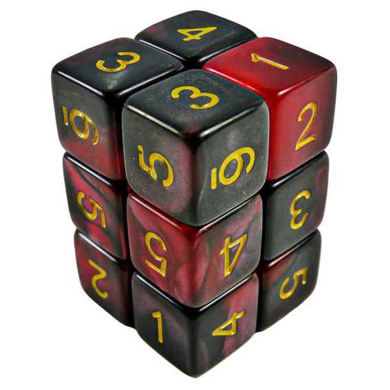 12x D6 16mm Dés de Jeu - Rouge Marbre 12x D6 16mm Dés de Jeu - Rouge Marbre