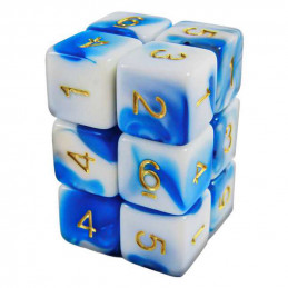 12x D6 16mm Dés de Jeu - Bleu Blanc