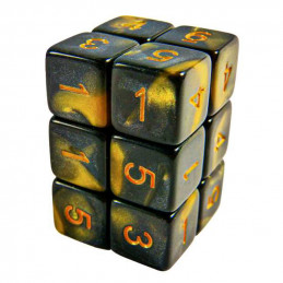 12x Dados D6 16mm - Ambar Marmol