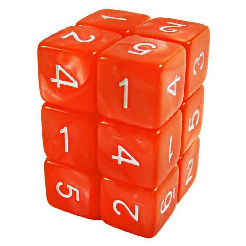 12x Dados D6 16mm - Naranja
