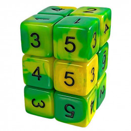 12x Dadi D6 16mm - Lime Marmo
