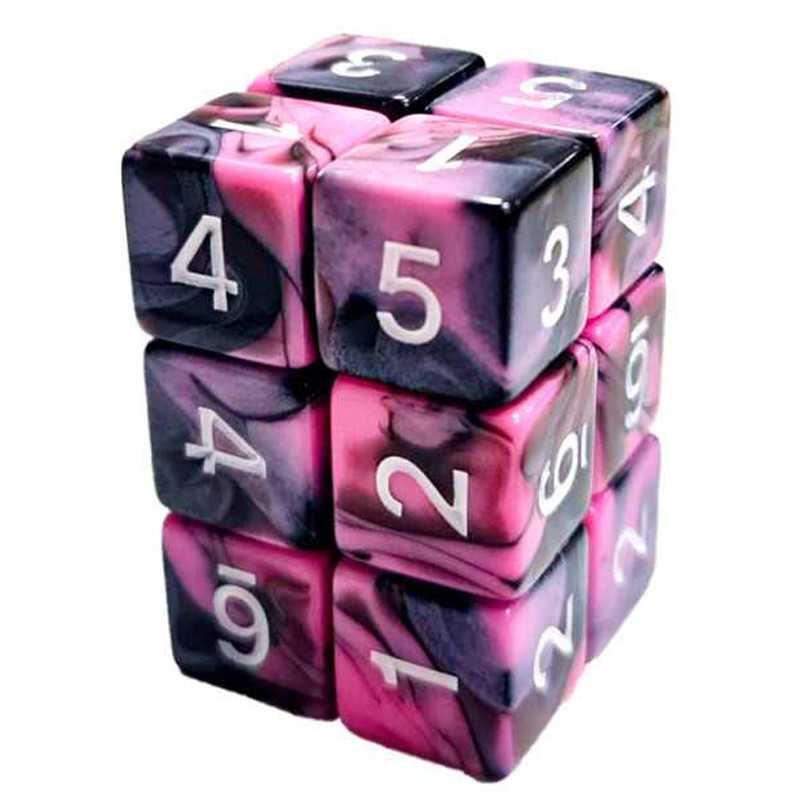 12x D6 16mm Dice - Pink Swirl