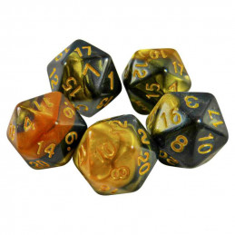 5x D20 20mm Dice - Amber Swirl