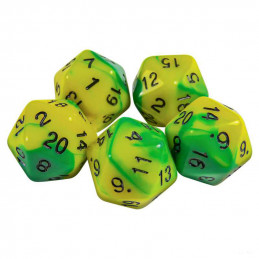 5x D20 20mm Dice - Lime Swirl
