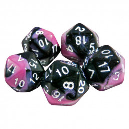 5x D20 20mm Dice - Pink Swirl