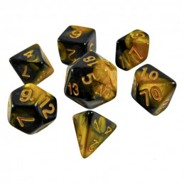 7x Mix 16mm Spielwürfel - Bernstein Marmor