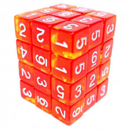 36x Dados D6 12mm - Rojo/Amarillo Transparente