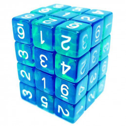 36x D6 12mm Dice - Clear Blue/Turquoise