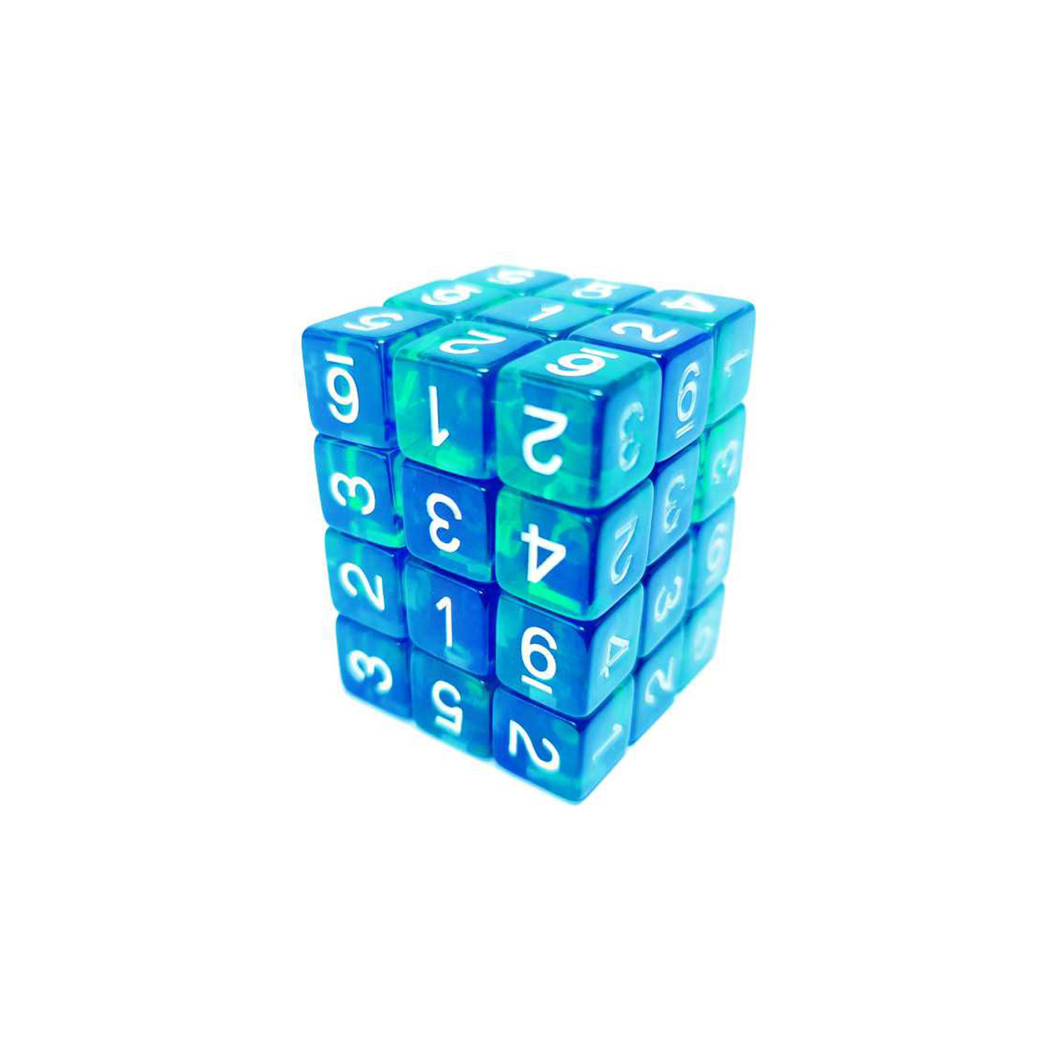 36x D6 12mm Dice - Clear Blue/Turquoise