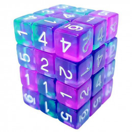 36x D6 12mm Dice - Clear Turquoise/Purple