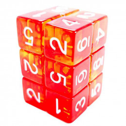 12x D6 16mm Dice - Clear Red/Yellow