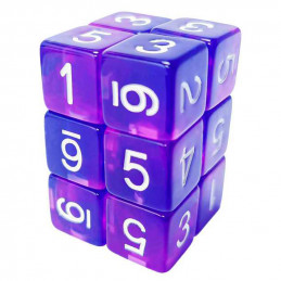 12x D6 16mm Dice - Clear Blue/Purple