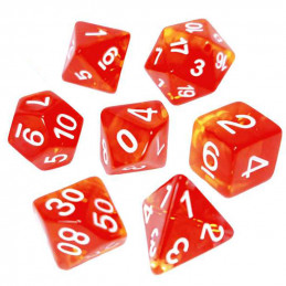 7x Mix 16mm Dice - Clear Red/Yellow