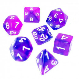 7x Mix 16mm Dice - Clear Blue/Purple