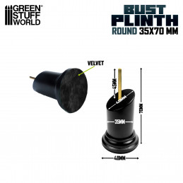 Tapered Round Bust Plinth 3.5x3.5cm Black | Bust Plinths