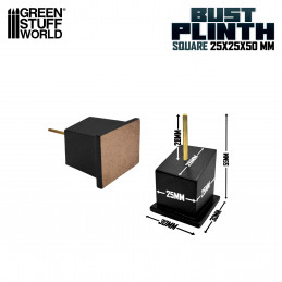 Büste Holzsockel 2.5x2.5cm Schwarz | Büstensockel