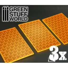 3x große transparente Acrylwände - phosphoreszierend Orange | laservorgeschnittene Gelände