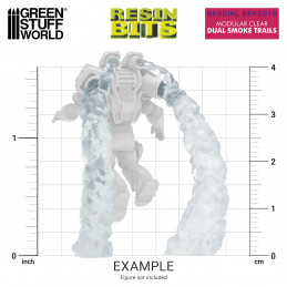 Modular Clear Dual Smoke Trails compatible with Warhammer 40k and other 1:48 scale Wargames.