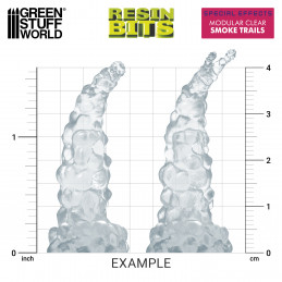 Modular Clear Smoke Trails compatible with Warhammer 40k and other 1:48 scale Wargames.