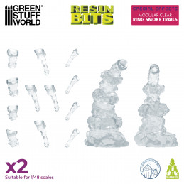 Modular Clear Ring Smoke Trails compatible with Warhammer 40k and other 1:48 scale Wargames.