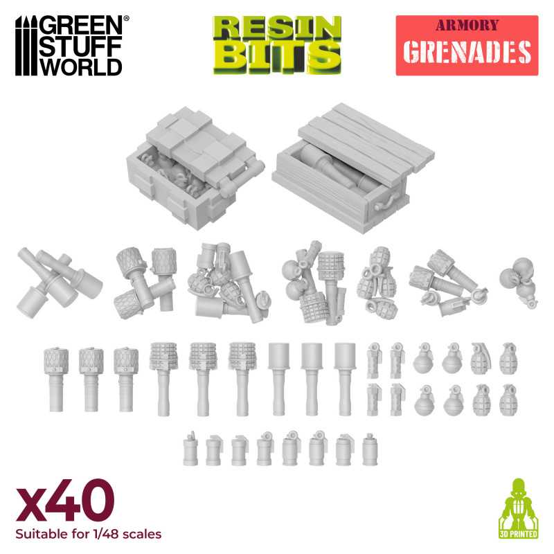 Set impreso en 3D - Granadas de resina para miniaturas | Bits de Resina Warhammer