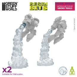 Modular Clear Smoke Trails compatible with Warhammer 40k and other 1:48 scale Wargames.