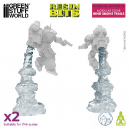 Modular Clear Ring Smoke Trails compatible with Warhammer 40k and other 1:48 scale Wargames.