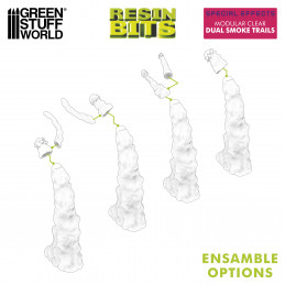 Modular Clear Dual Smoke Trails compatible with Warhammer 40k and other 1:48 scale Wargames.