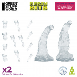 Modular Clear Smoke Trails compatible with Warhammer 40k and other 1:48 scale Wargames.