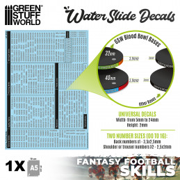Fantasy Football Skills Decal | Blood Bowl Skills Decal Paper
