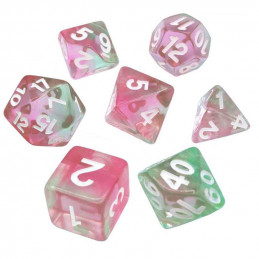 7x Mix 16mm Dice - Clear Pink