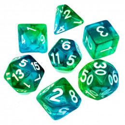 7x Dados Mix 16mm - Verde - Turquesa