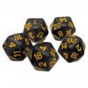 5x D20 20mm Dés de Jeu - Noir