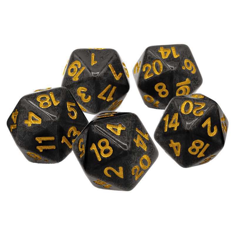 5x W20 20mm Spielwürfel - Schwarz
