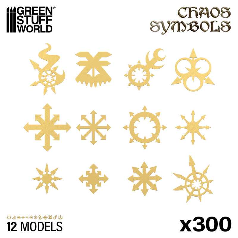 Chaos Runen und Symbole | Photogeätzte Mikrorunen