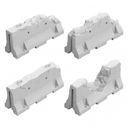 Barrières Jersey endommagées | Murs Jersey brisées en résine pour figurines et Wargames