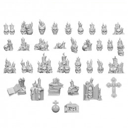 3D printed set - Skull Cult with candles 1:48