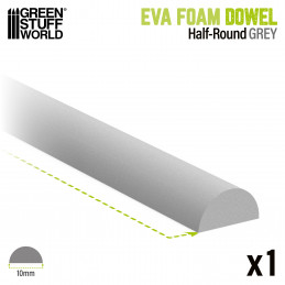 EVA foam dowels 10mm - Half Round for Cosplay