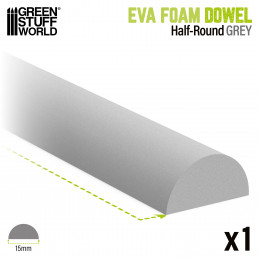 EVA foam dowels 15mm - Half Round for Cosplay